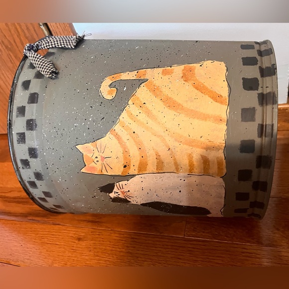 Primitive Hand-Painted Cats Metal Pail - Beautiful!! - Picture 4 of 7